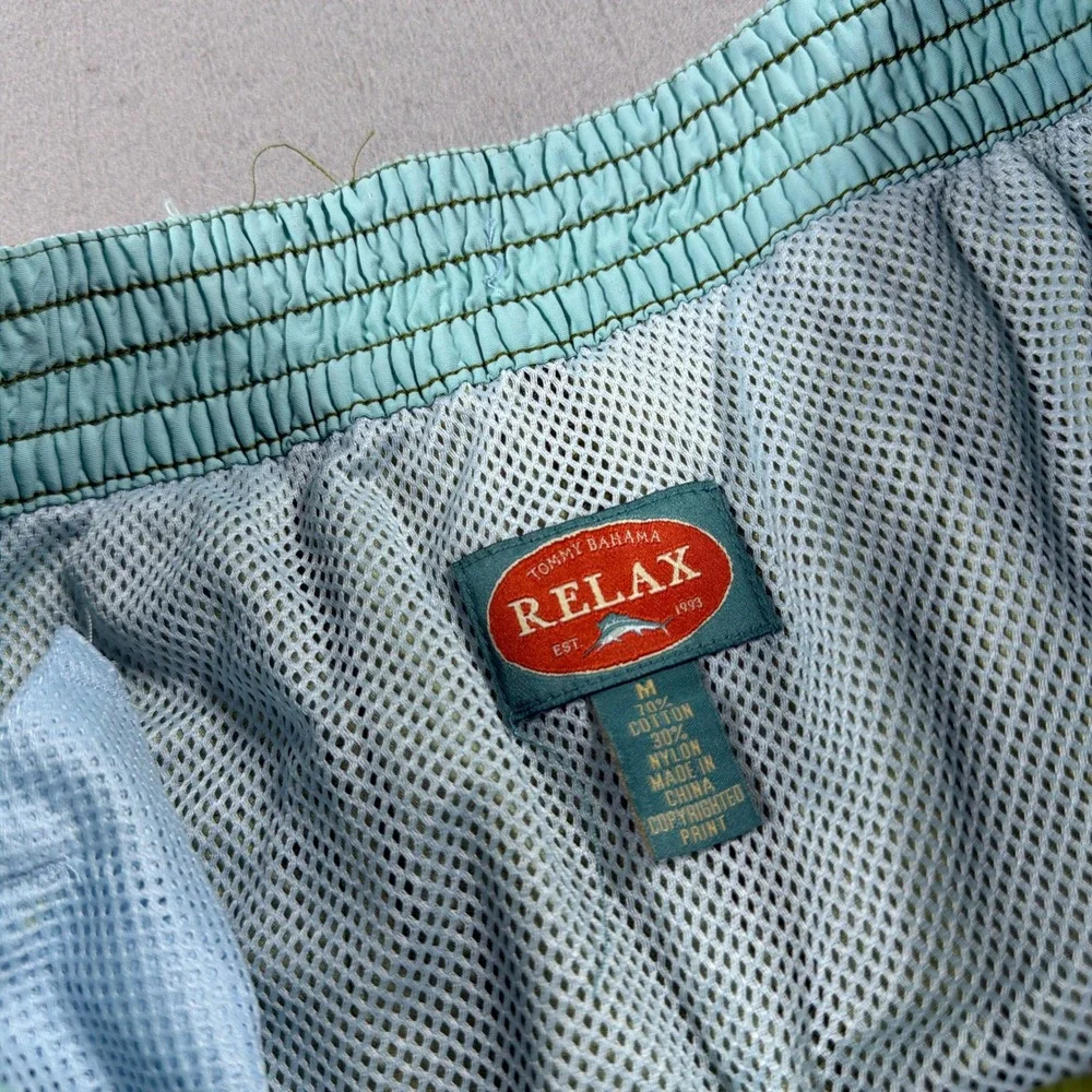 Tommy Bahama Relax‎ Swim Trunks Men Medium Regular Green Bamboo Print Coastal